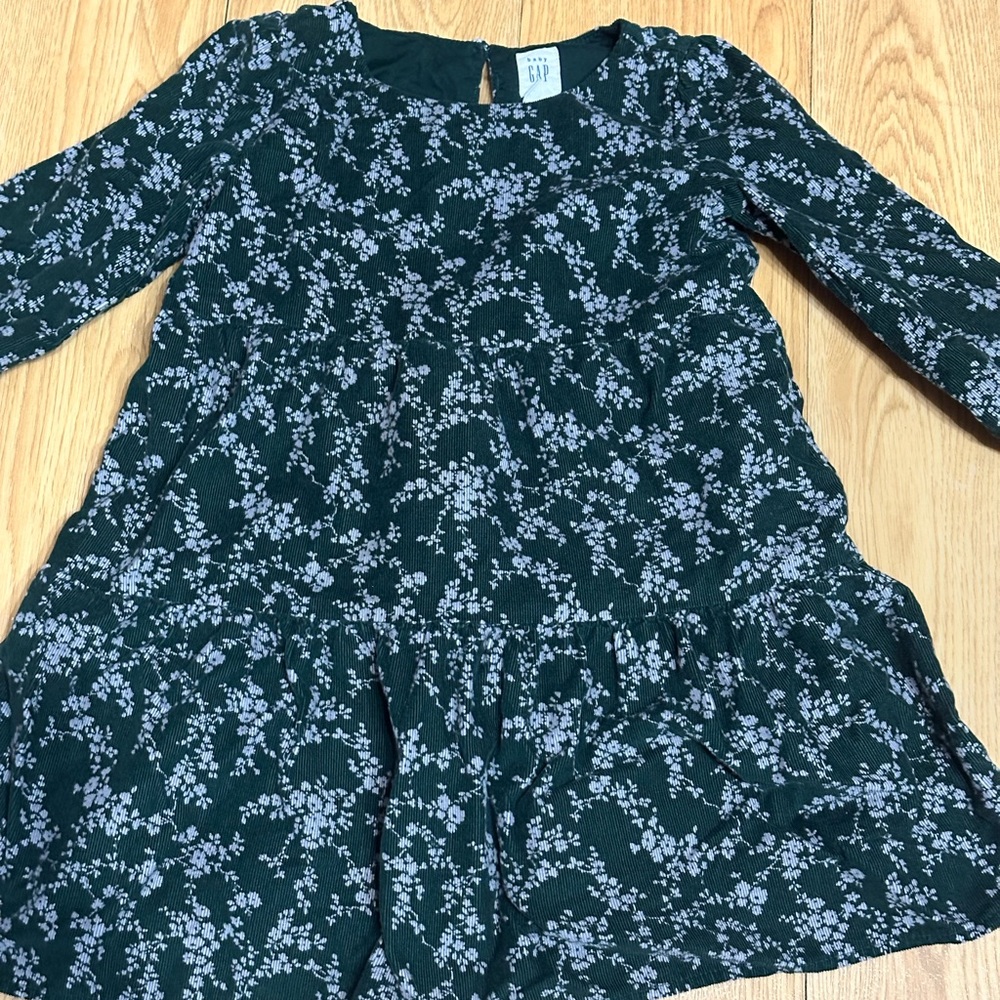 Floral Long Sleeve Dress corduroy Baby Gap size 3 toddler
